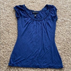 blue short-sleeve shirt